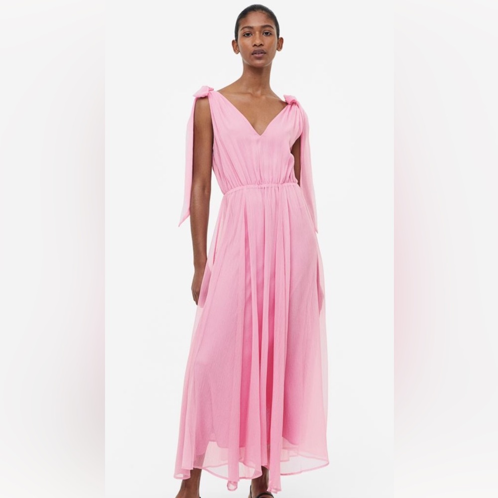 H&M new pink maxi dress, chiffon